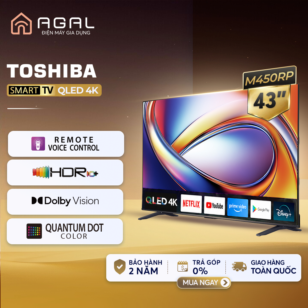 Smart Tivi Toshiba 43 inch QLED 43M450RP, Giao Hàng Toàn Quốc, Bảo Hành 24 Tháng