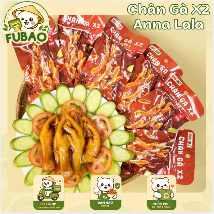 [20 Gói] Chân Gà Đôi Anna Lala 60g - Chân Gà Nguyên Xương 2 Chân/Gói - Ăn Vặt FUBAO
