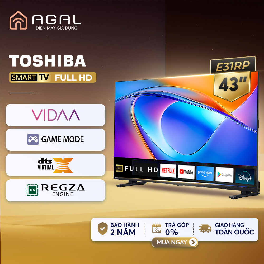 Smart Tivi Toshiba 43 inch Full HD 43E31RP, Giao Hàng Toàn Quốc, Bảo Hành 24 Tháng