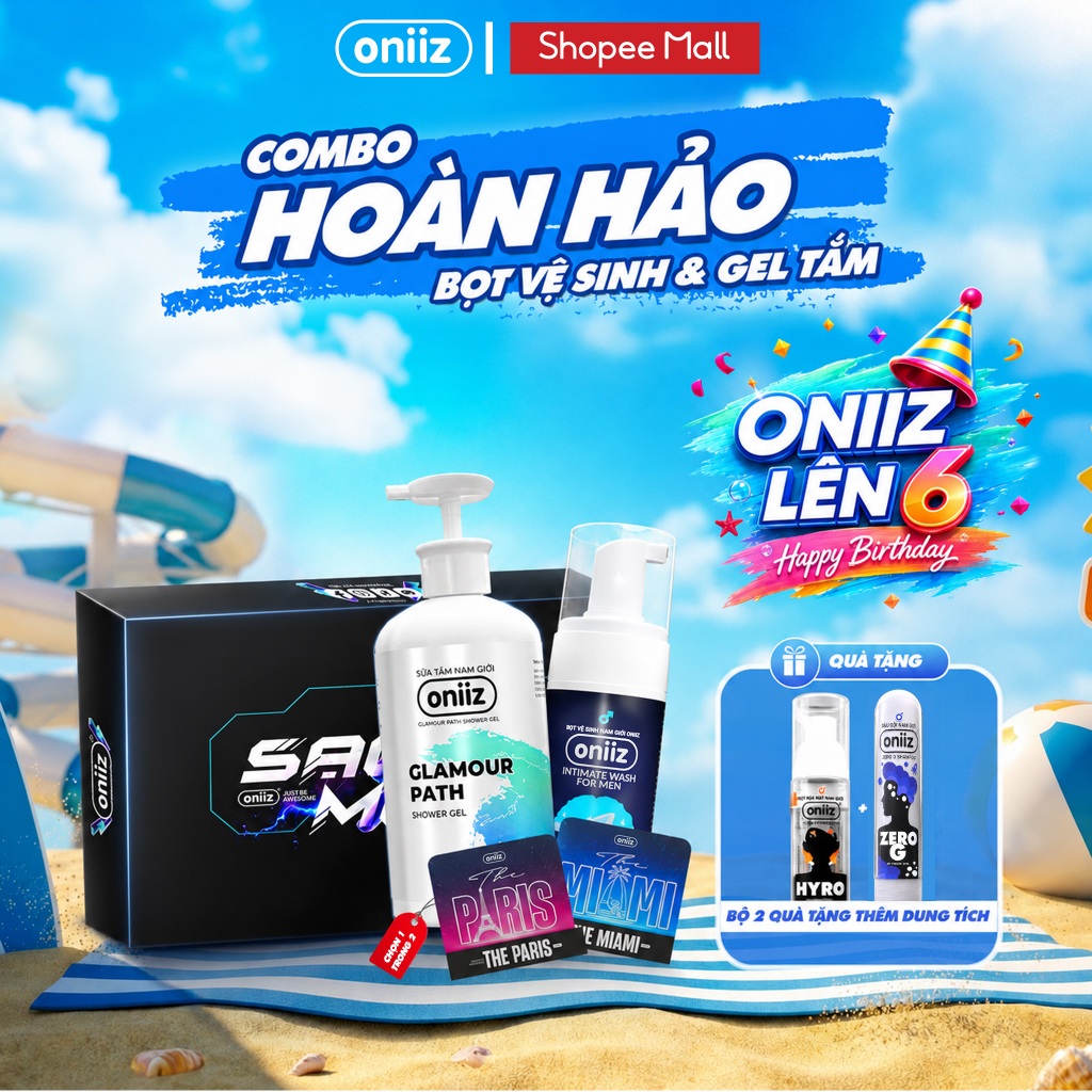 Combo hoàn hảo Bọt vệ sinh nam giới, Sữa tắm hương nước hoa Oniiz - Quà tặng nước hoa dùng thử