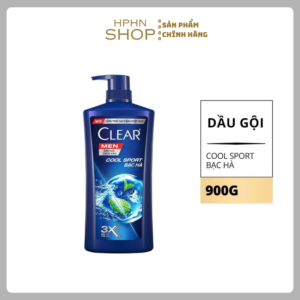 Dầu Gội Đầu Clear Men Cool Sport Bạc Hà 630g, 900g