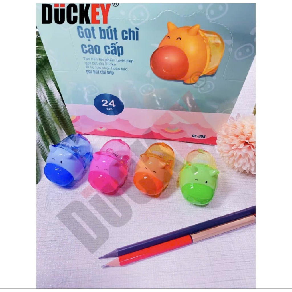 (Combo 2 chiếc khác màu) Gọt chì Duckey hình lợn ngộ nghĩnh DK305 - Thương hiệu Duckey Việt Nam
