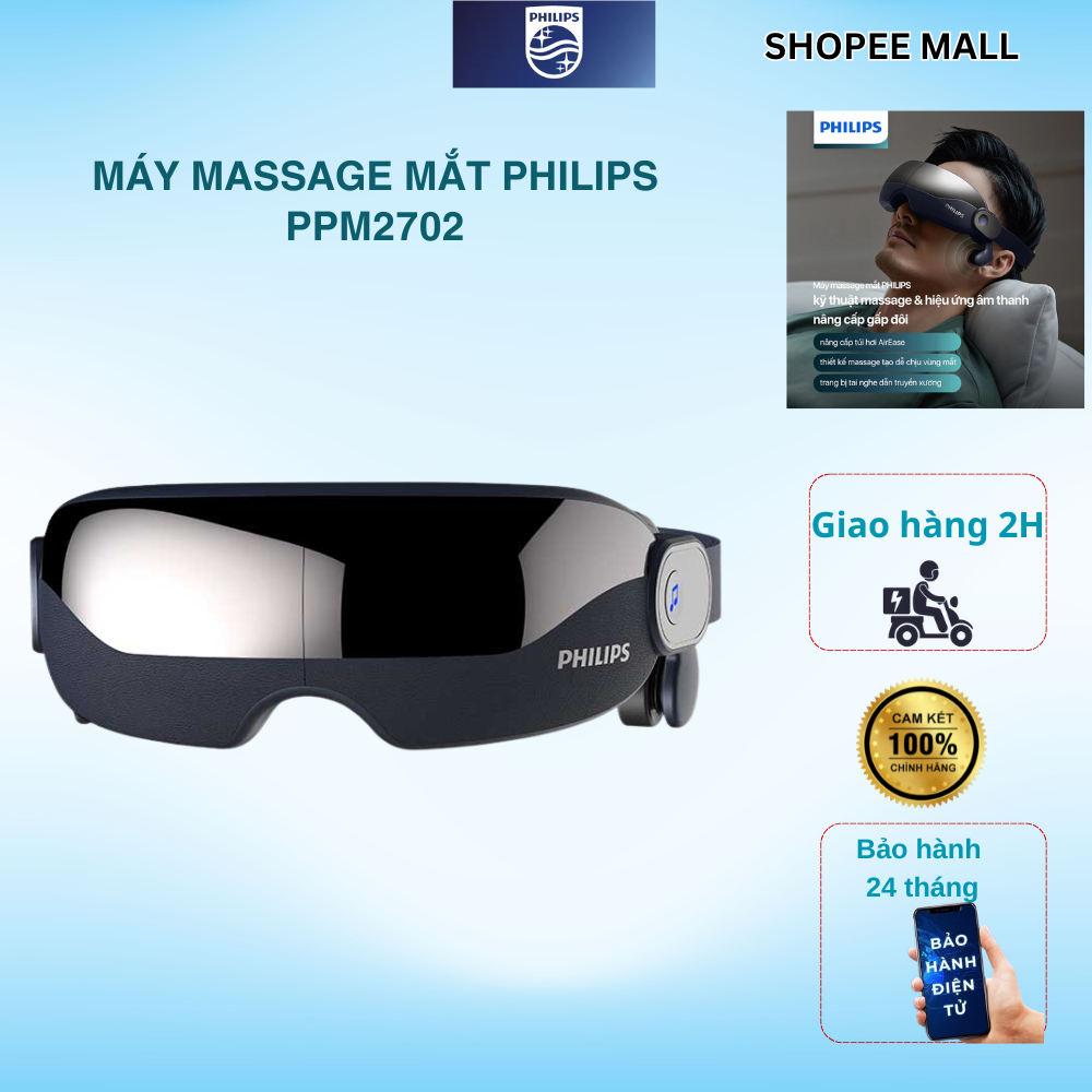 Máy Massage Mắt PHILIPS 2702-kết nối thông minh bluetooth phát âm nhạc_BẢO HÀNH 12 THÁNG