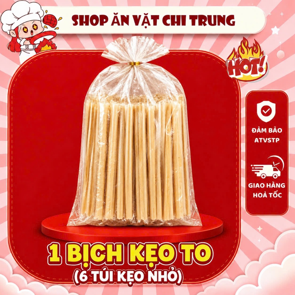 Bò bía đường bò bía 1 Bịch To Gồm 6 túi nhỏ, gồm 18 thanh đường bò bía 100% NHÀ LÀM