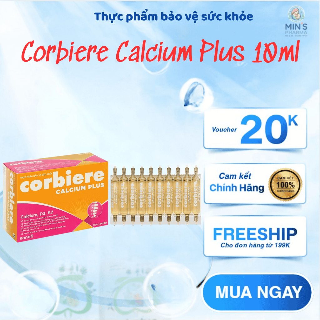 Thực phẩm bảo vệ sức khỏe Corbiere Calcium Plus 10ml - Min Pharma