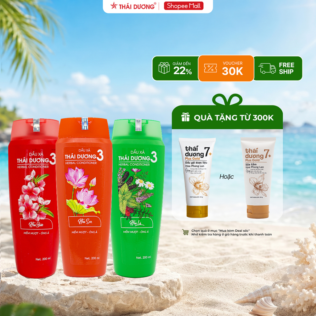 Dầu xả dược liệu Thái Dương 3 chai 200ml- Sao Thái Dương
