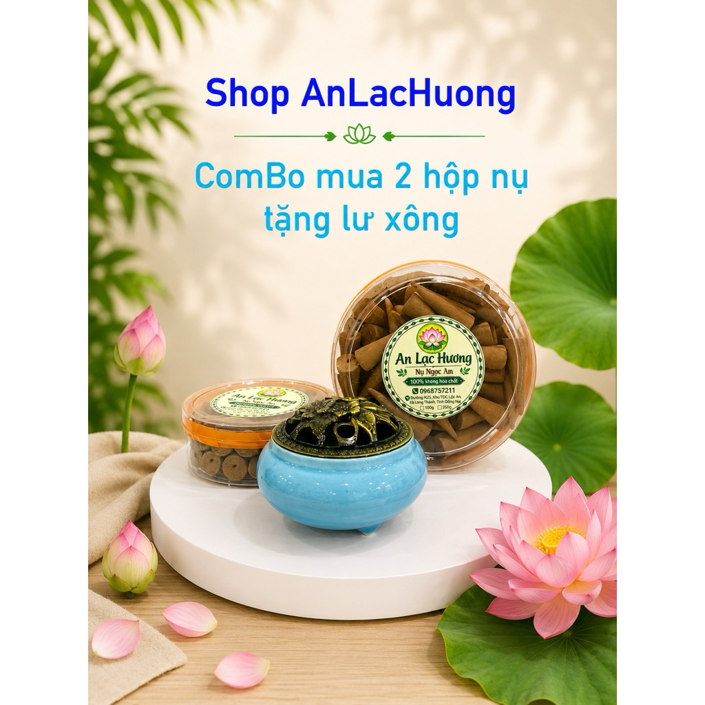 Combo 2 Hộp Nhang Nụ Ngọc Am Nụ Tặng Lư Xông