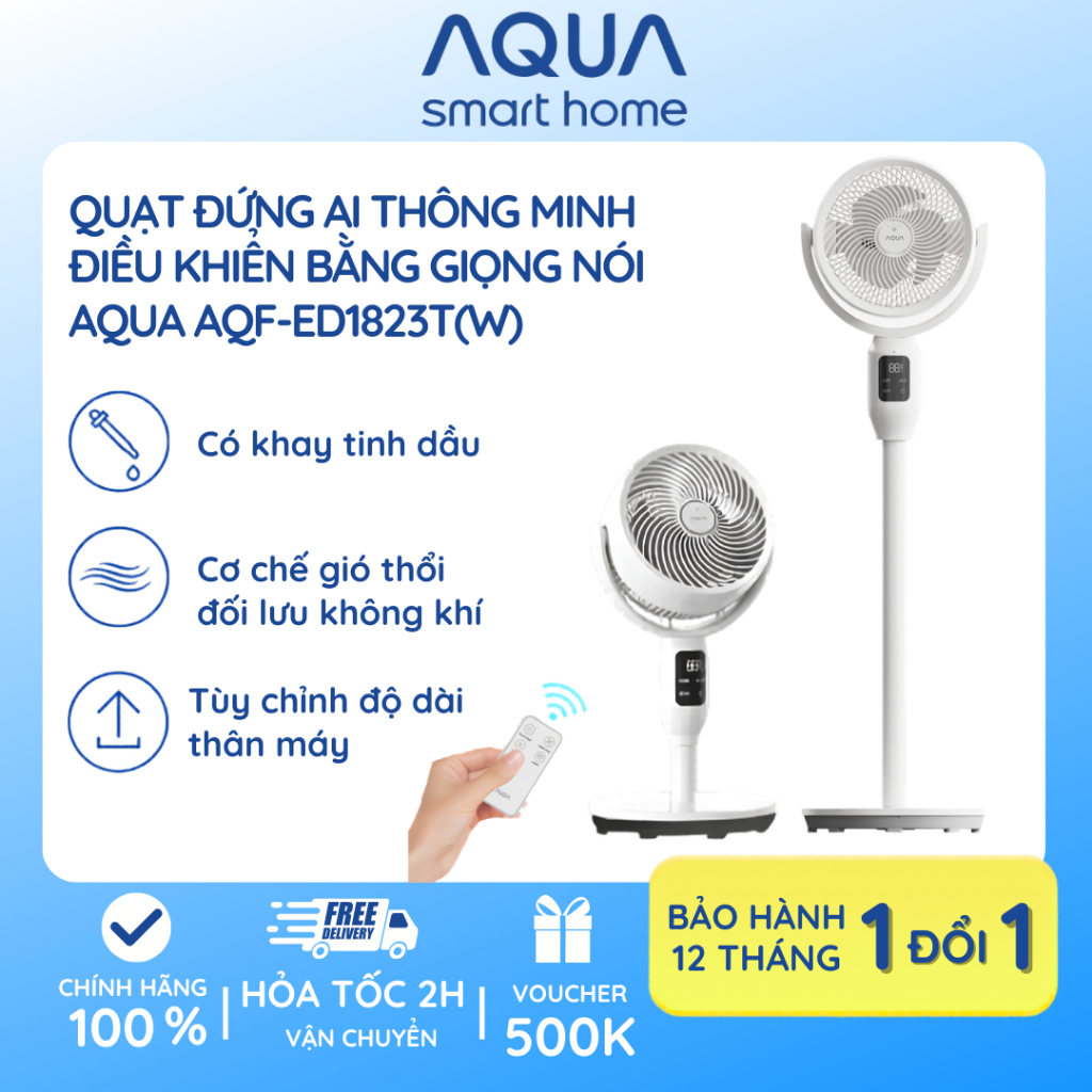 Quạt Lưu Thông Không Khí AQUA AQF-ED1823T Có Remote, AI Giọng Nói - Chính hãng