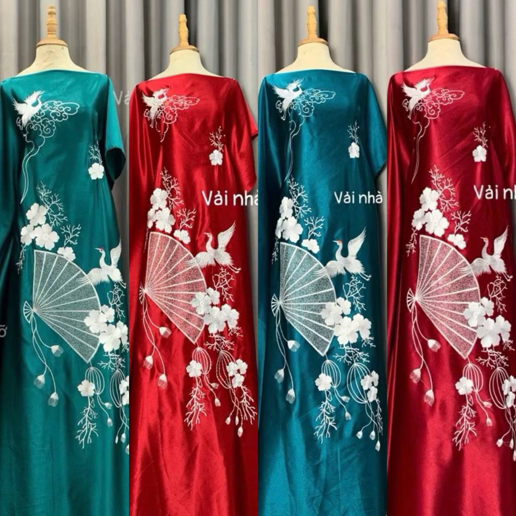 [25] Vải lụa Ruby may Áo Dài, Hoạ tiết Thêu