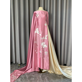[25] Vải lụa Ruby may Áo Dài, Hoạ tiết Thêu