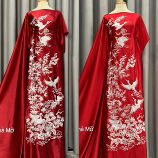 [25] Vải lụa Ruby may Áo Dài, Hoạ tiết Thêu