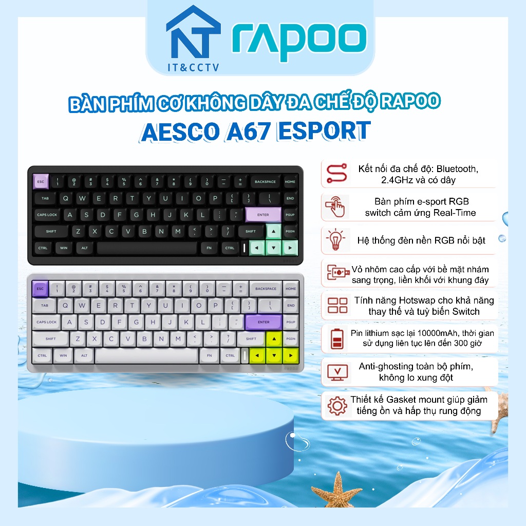 [AESCO Chính Hãng] A67 RGB Gaming Keyboard (W/B) – Switch Real-Time, Rapid Trigger, Kết Nối Không Dâ