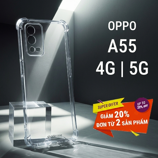 Ốp lưng Oppo A55 4G, A55 5G hekon dẻo trong  | Ốp điện thoại Oppo dẻo bảo vệ camera đt toàn diện
