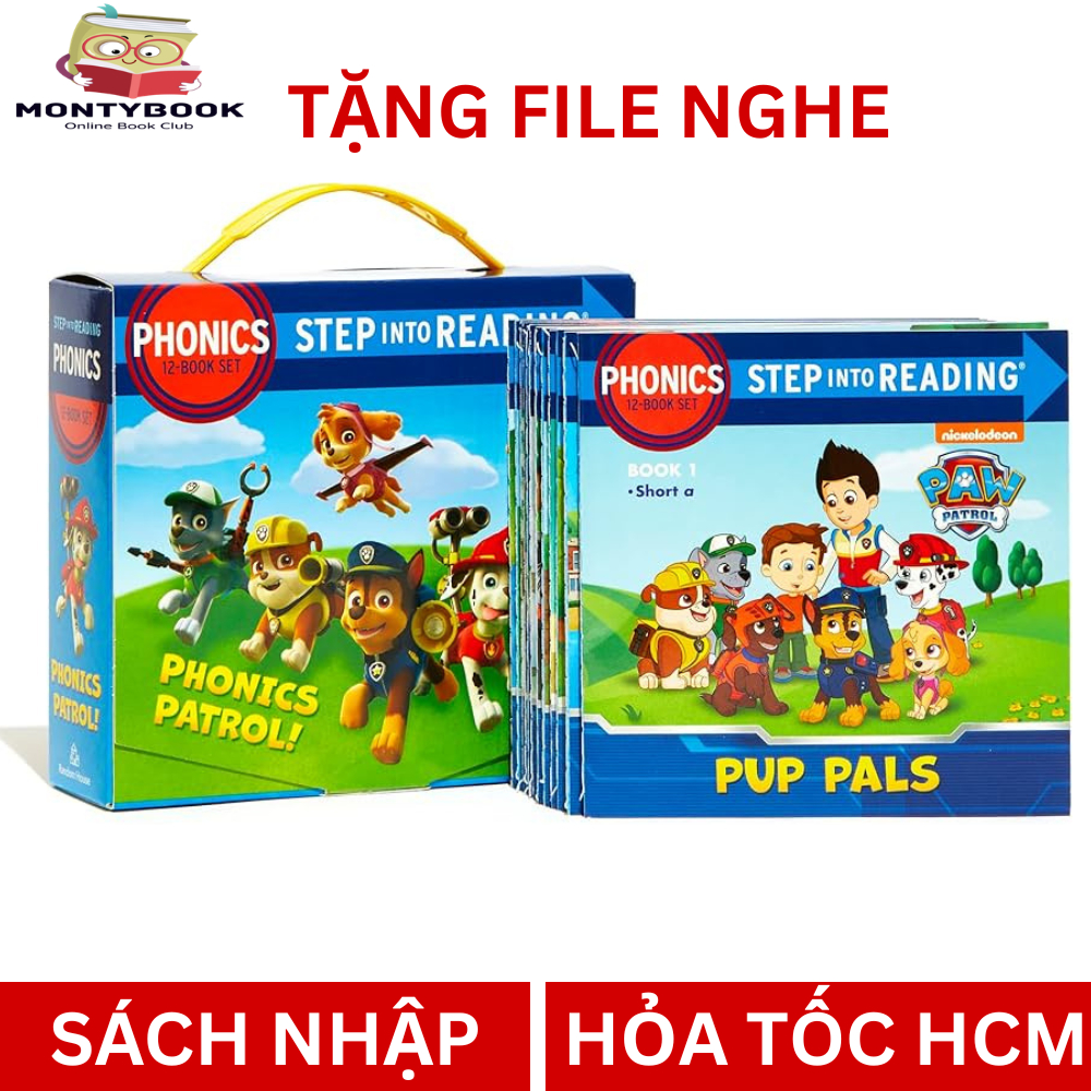 Sách - Paw Patrol Phonics: 12 Books (Step into Reading Phonics) full boxset tặng audio