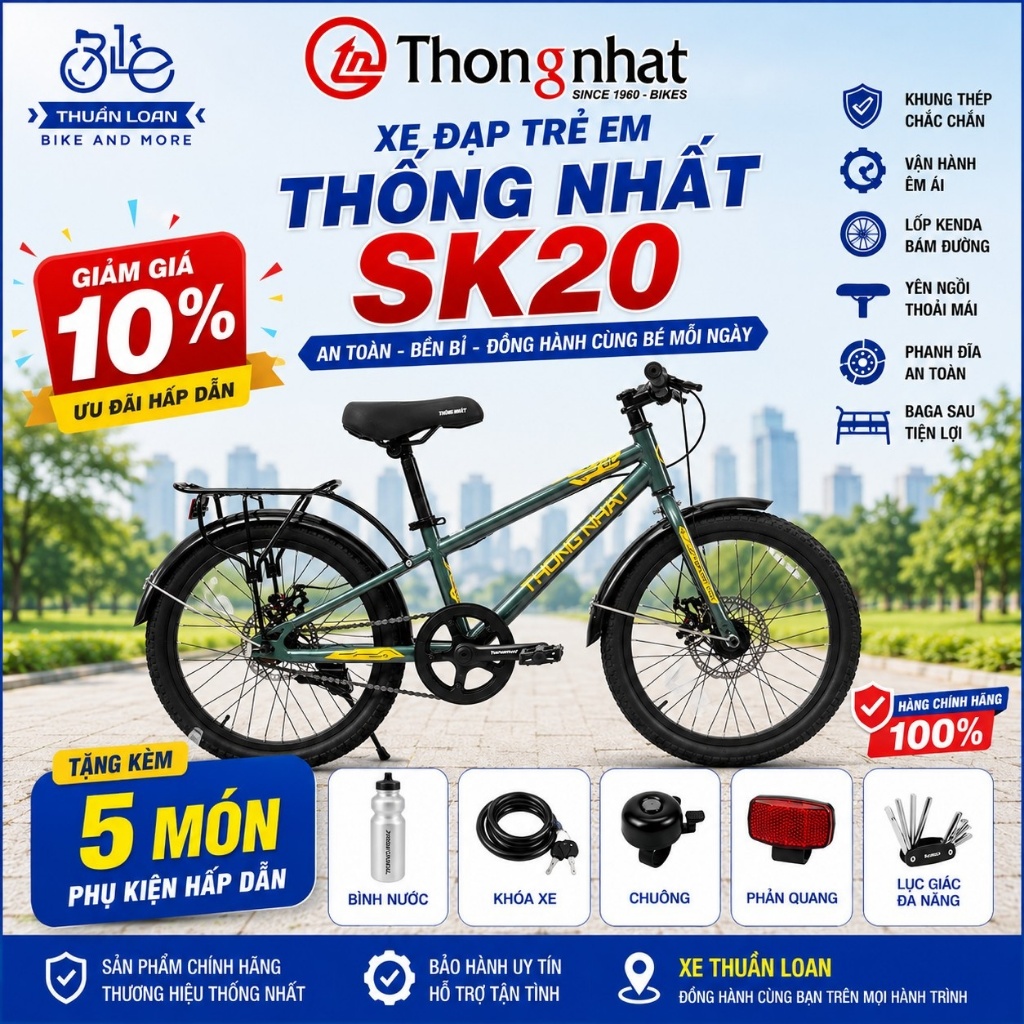 Xe Đạp Trẻ Em Thống Nhất  SK20 Phiên Bản Mới Nhất 2026 • Tặng kèm 3 món & Inbox cho Shop để nhận MAGIAMGIA