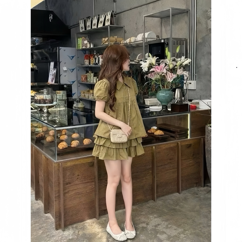 NTHS02 Set khuy bọc chân váy tầng cạp chun có quần bảo hộ bigszie | BigBuy360 - bigbuy360.vn