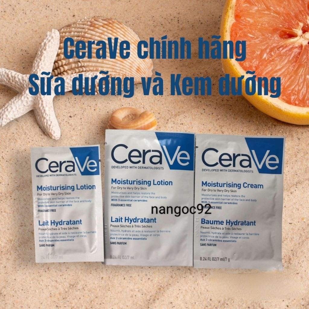 COMBO 5 - Kem Dưỡng Ẩm CERAVE Cerave Moisturizing Cream Cho Da Khô 7ml- Sữa dưỡng ẩm CeraVe develope
