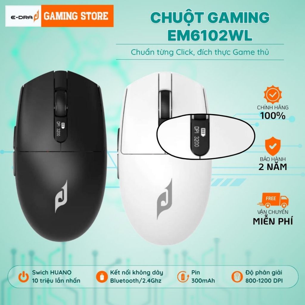 Chuột Gaming E-DRA EM6120 có dây, EM6102WL không dây, EM6102PRO dây Hàng chính hãng-Bảo Hành 24 Thán