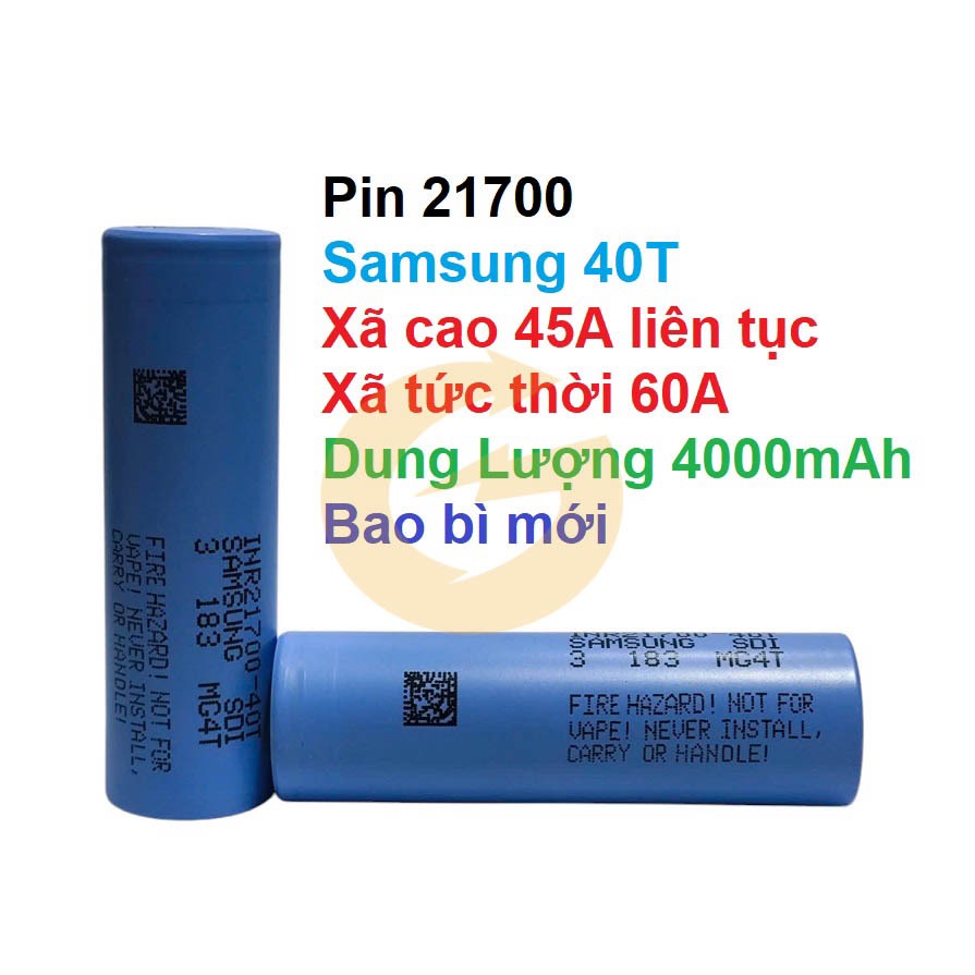 [P19] Pin sạc 21700 Samsung 40T xả cao 65A 4000mah hàng mới nguyên seal cho thiết bị cần dòng xã lớn