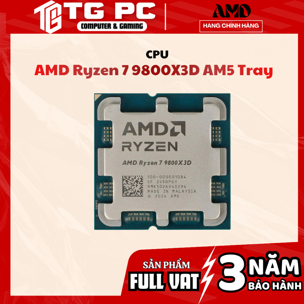 [FULL VAT] CPU AMD Ryzen 7 9800X3D AM5 Tray - NEW CHÍNH HÃNG BẢO HÀNH 36 THÁNG