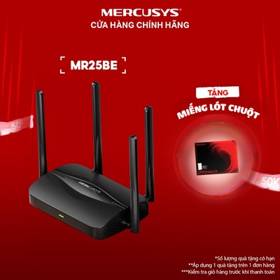 Router Wi-Fi 7 Mercusys MR25BE Hai Băng Tần 3.6Gbps, 4 Anten, 4 Cổng Gigabit