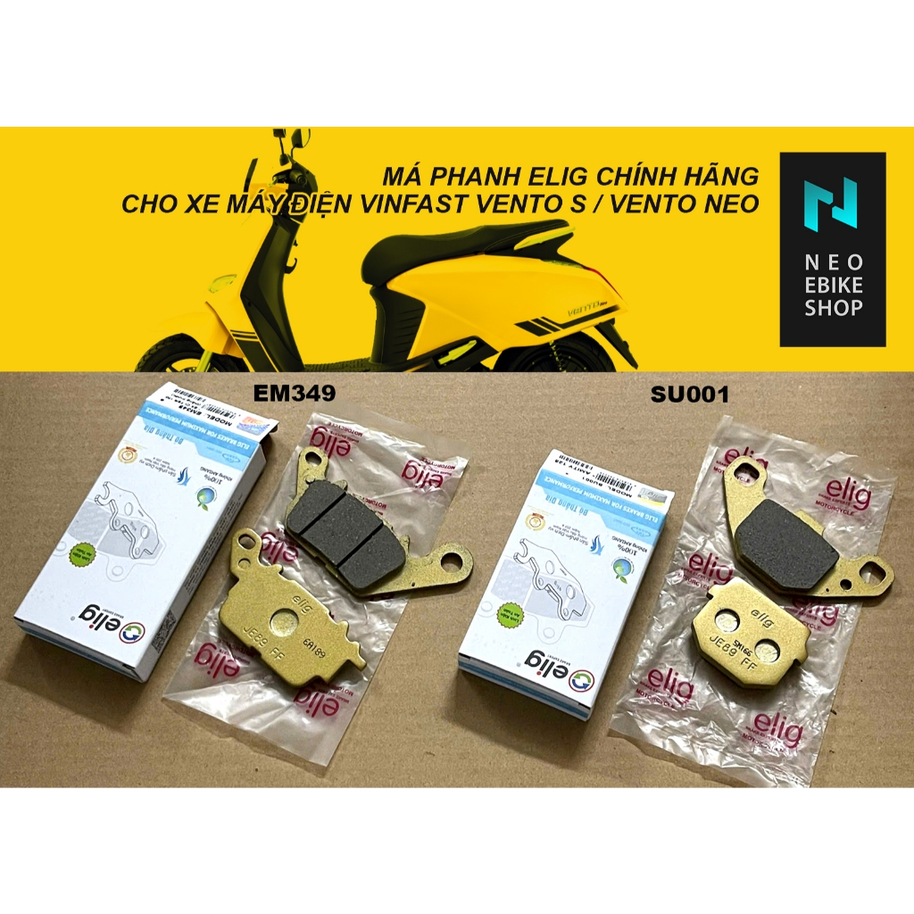 Má phanh elig EM349 cho heo trước xe máy điện Vinfast Vento / Vento S / Vento Neo