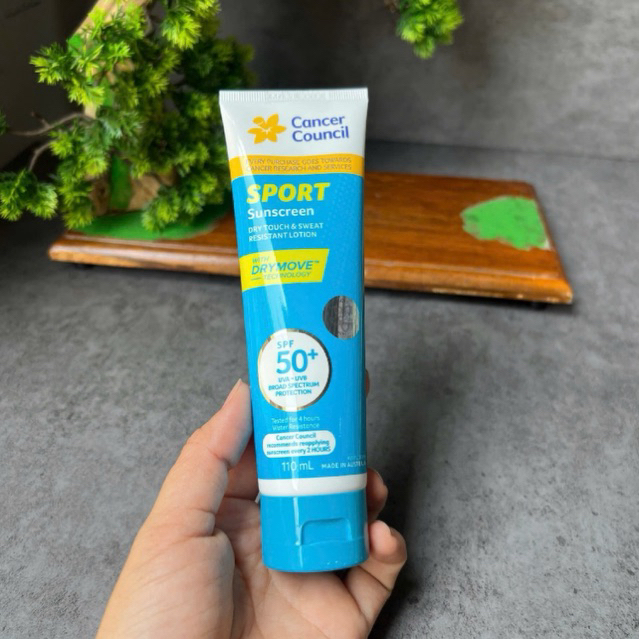 Kem chống nắng Cancer Council Sport Sunscreen Dry Touch & Sweat Resistant Lotion SPF 50+, dung tích 