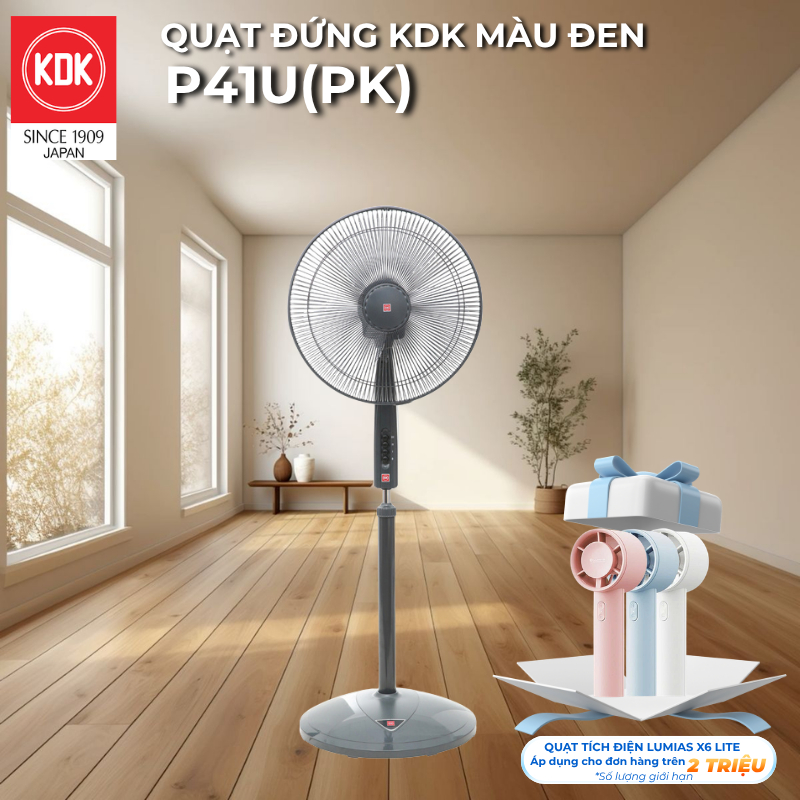 Quạt Nhật đứng KDK P41U(BK)  màu Đen - Bảo Hành Chính Hãng 2 Năm