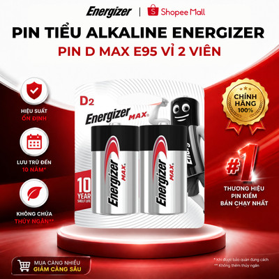 Pin D Energizer max E95 BP2 - Hàng chính hãng