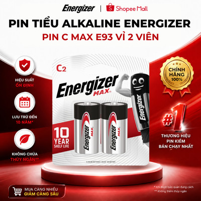 Pin C Energizer max E93 BP2 - Hàng chính hãng