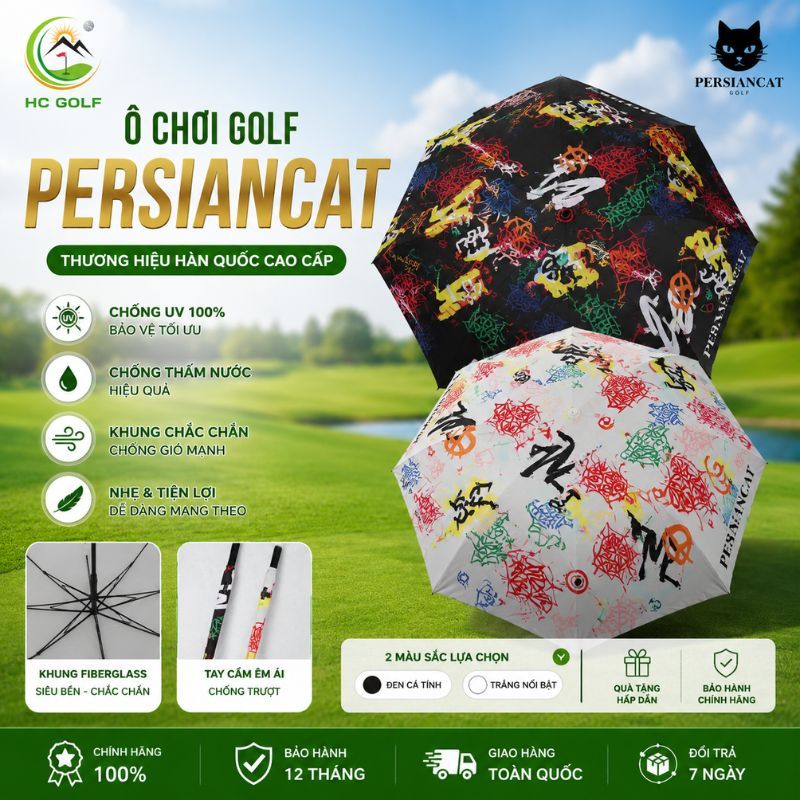 Ô chơi Golf chống nắng siêu nhẹ, siêu bền, họa tiết hoa lá cành, chất liệu vải dù - HC GOLF STORE