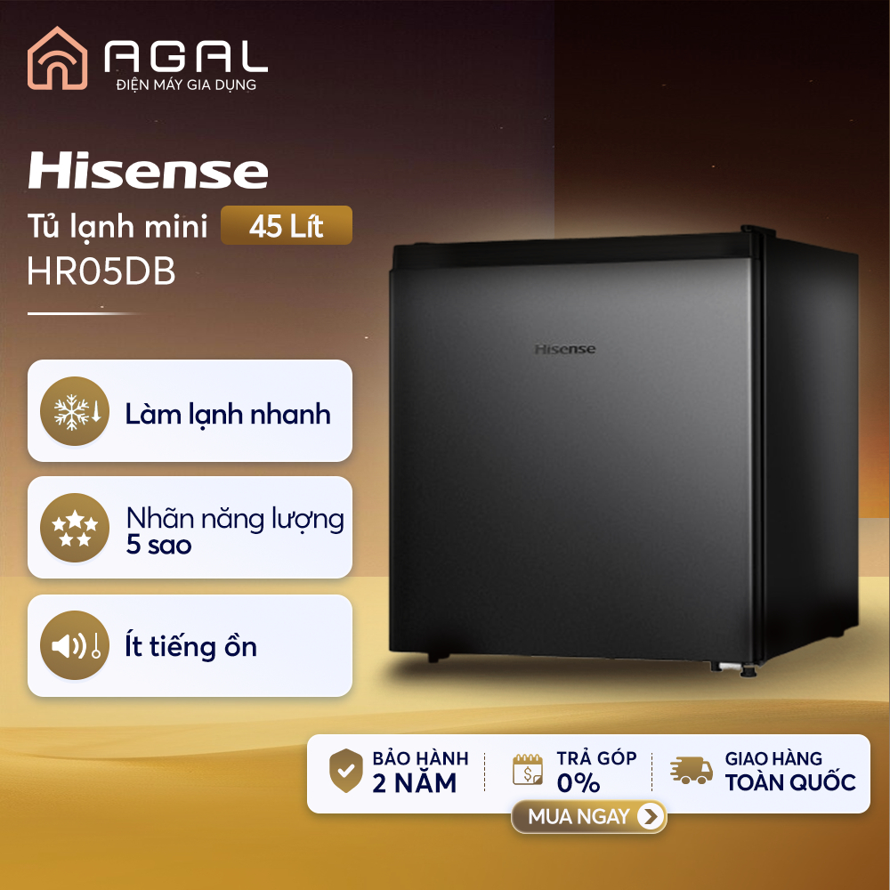 Tủ lạnh Mini 45 lít Hisense HR05DB, Tiết kiệm điện, Giao Hàng Toàn Quốc, Bảo hành 2 năm