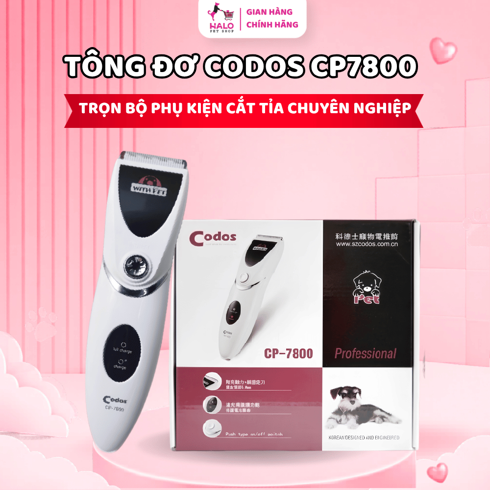 Tông Đơ Cắt Lông Chó Mèo Codos CP7800 Máy Cạo Lông Pet Chuyên Dụng Dễ Vệ Sinh