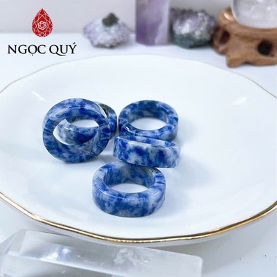 Nhẫn đá lưu ly - Lapis bản vuông hẹ ( có sớ bề mặt đá) - Ngọc quý
