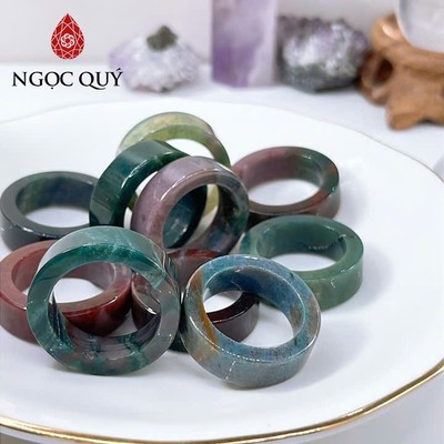 Nhẫn mã não rêu ấn độ ( có sớ bề mặt đá ) - Ngọc Quý