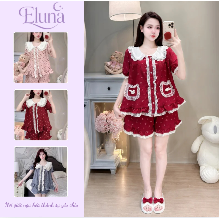 [DEAL MỞ BÁN] Bộ Đồ Ngủ Nữ Eluna Pijama Chất Liệu Đũi Vân Mây DU20 Mềm Mát Thoải Mái