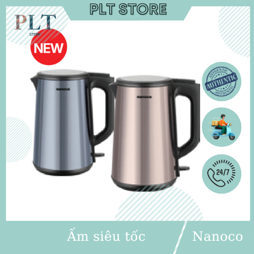 Ấm Siêu Tốc Nanoco NKT1819DB, NKT1819GL 1.8 Lít, Công Suất 1500W, Ruột Bình Inox 304 Cao Cấp