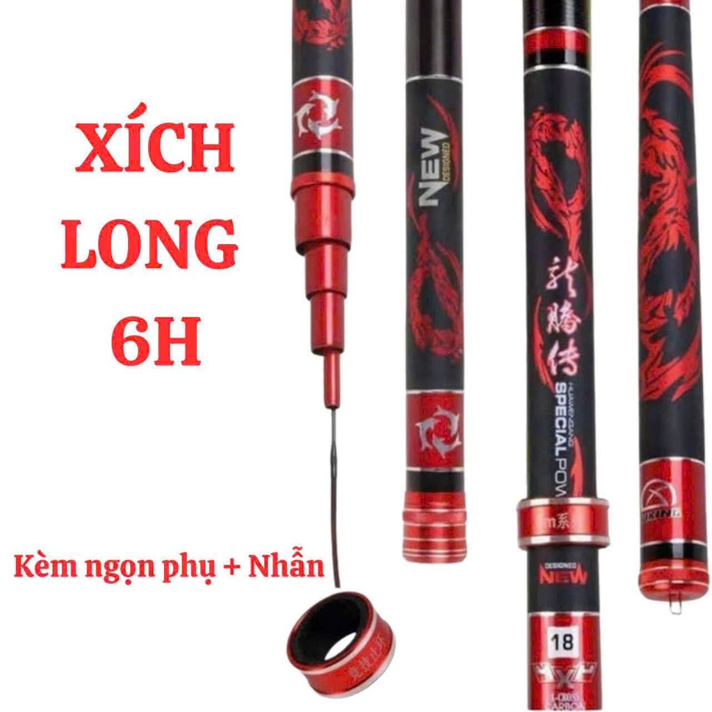 Cần Câu Tay 6h Xích Long + Tặng Kèm Đọt Phụ ( Đủ Size 3m6, 4m5, 5m4, 6m3 )