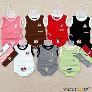 Set Bộ Áo Ba Lỗ + Quần Chip IN HÌNH Ngộ Nghĩnh Cho Bé Vải Zip Co Giãn Tốt , Đồ Bộ Cho Bé POMABABY