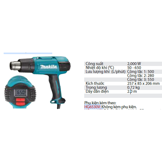 Máy thổi hơi nóng Makita HG6530V