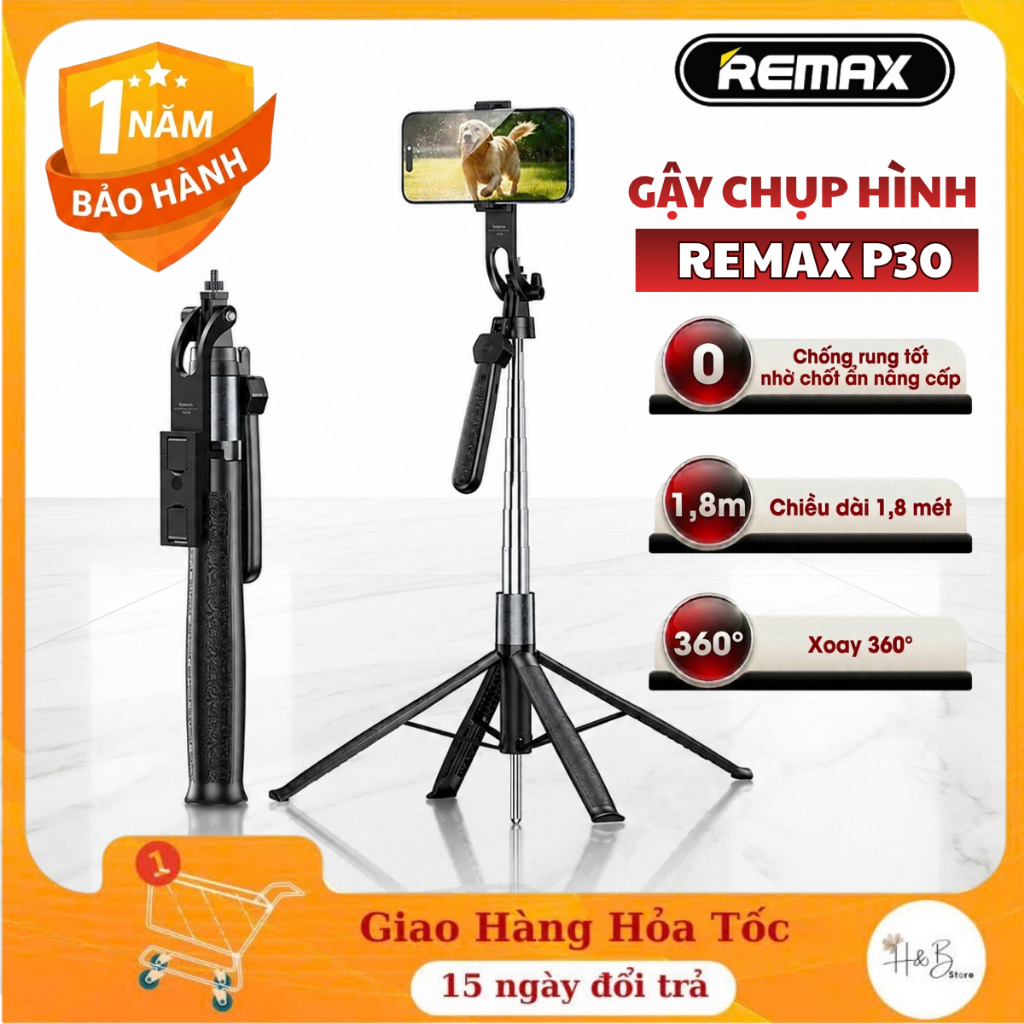 Gậy Chụp Ảnh Bluetooth REMAX P60 P30 P16 - Gậy Selfie Chống Rung, Tripod Điện Thoại Có Đèn Đa Năng