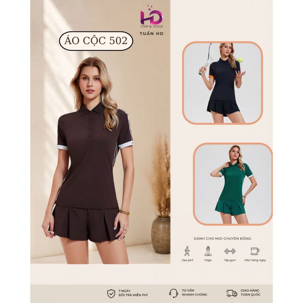 Áo cộc tay nữ. Mã YCF2529502. 502 Tuấn HD, Chơi Pickleball, Tenis, Tập Gym, Thể Thao Thoáng Mát