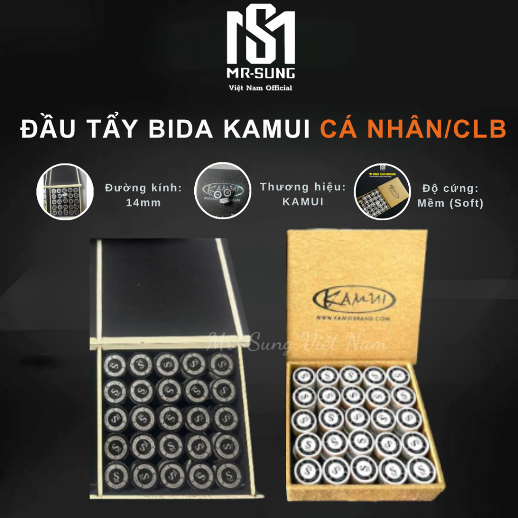 Đầu Tẩy Bida, Tẩy Thay Thế Cho Đầu Cơ Bi-a KAMUI CLEAR - Kamui Original Japan -Độ Cứng S Mềm- MR SUN