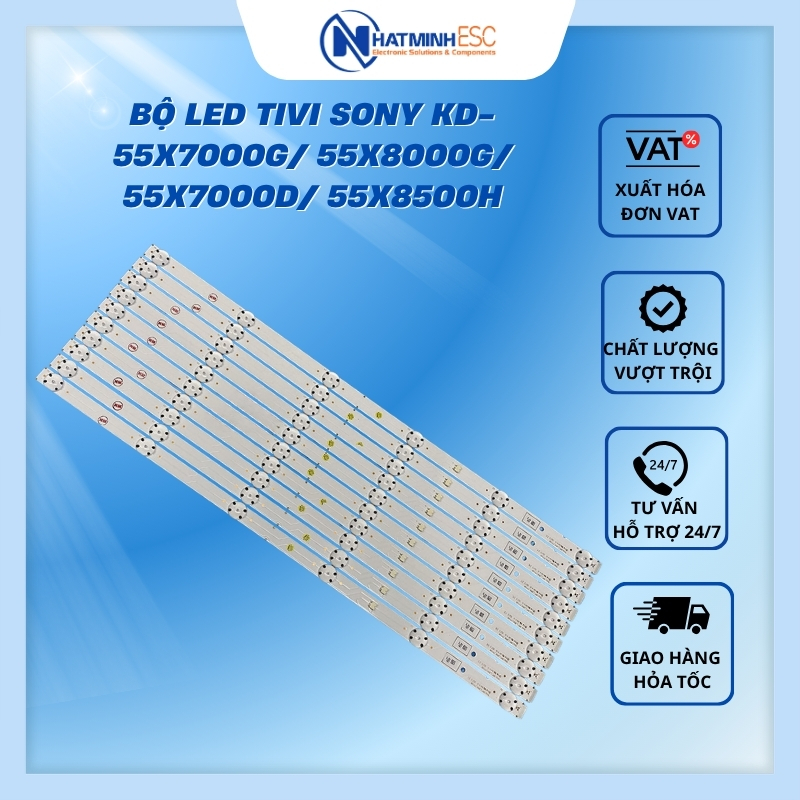 Bộ LED tivi SONY KD-55X7000G/ 55X8000G/ 55X7000D/ 55X8500H (10 thanh 3V T2)