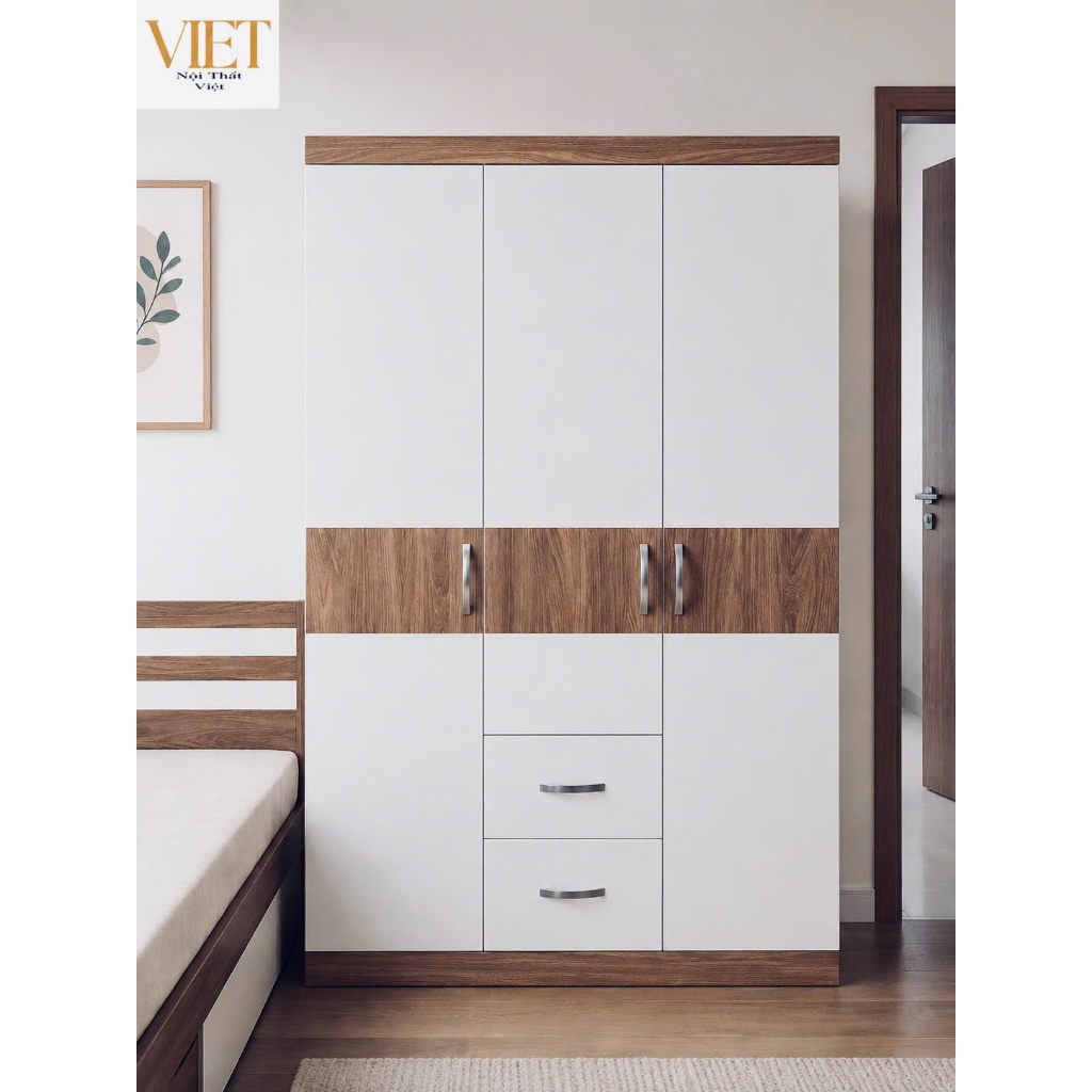 Tủ gỗ 3 cánh đựng quần áo , Gỗ MDF phủ melamine