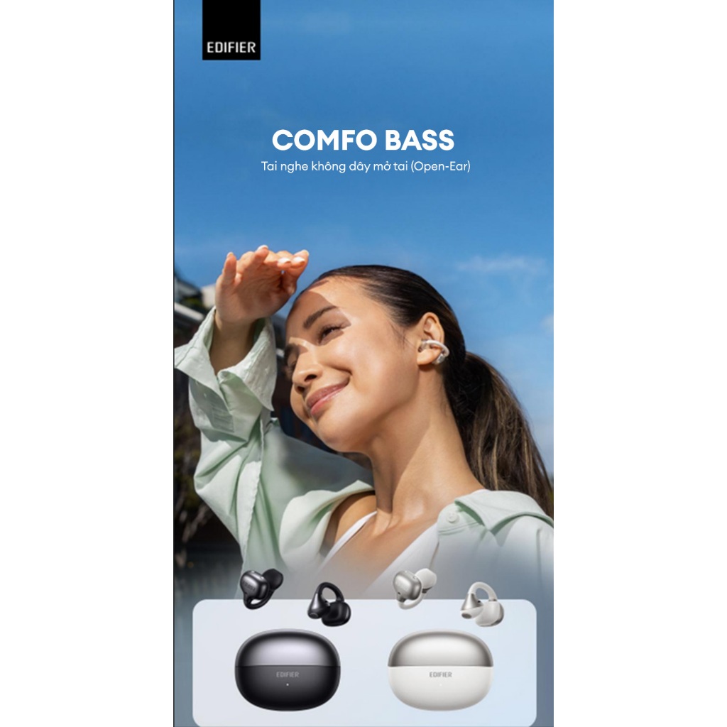 Tai Nghe Bluetooth Kẹp Tai EDIFIER COMFO BASS | Thời Gian Sử Dụng Tới 22H | Kháng Nước, Bụi IP55 | Bảo Hành 15 Tháng | BigBuy360 - bigbuy360.vn