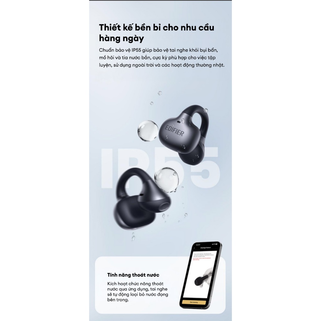 Tai Nghe Bluetooth Kẹp Tai EDIFIER COMFO BASS | Thời Gian Sử Dụng Tới 22H | Kháng Nước, Bụi IP55 | Bảo Hành 15 Tháng | BigBuy360 - bigbuy360.vn
