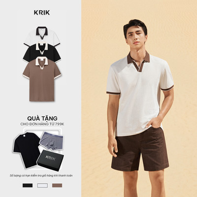 [KRIK x Bình An] Áo Polo Nam KRIK Form Regular Chất Cotton Mềm Mại Thiết Kế Cổ V Thanh Lịch PL2324