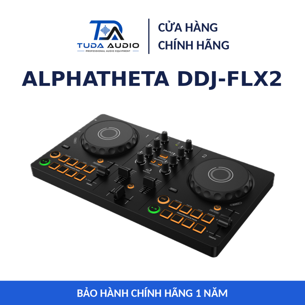 AlphaTheta DDJ-FLX2 - Bàn DJ Controller 2 Deck 16 Pad Bluetooth Rekordbox Serato USB-C