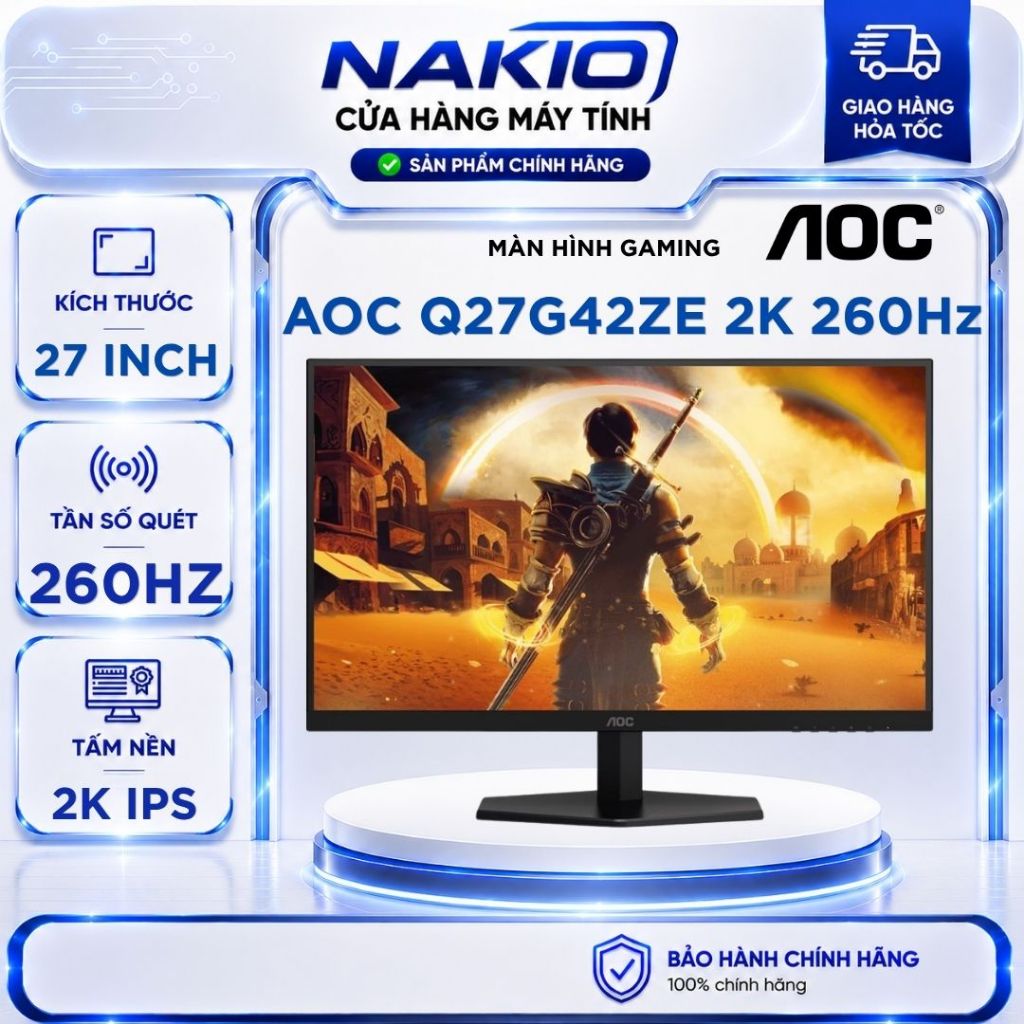 Màn Hình 2K Gaming 260HZ AOC Q27G42ZE (27 inch/QHD/IPS/260Hz/1ms) - Bảo hành chính hãng 36 tháng